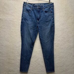 American Eagle Next Level Stretch Super Hi-Rise Jegging Size 8 Short Blue Denim